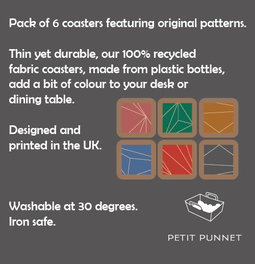 Petit Punnet Set of 6 Fabric Coasters No. 1 (Deep Shades)