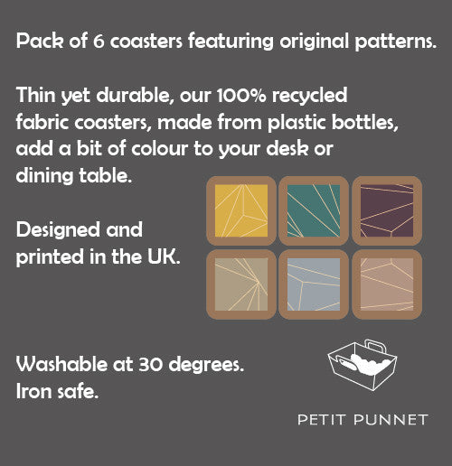 Petit Punnet Set of 6 Fabric Coasters No. 2 (Cool Shades)